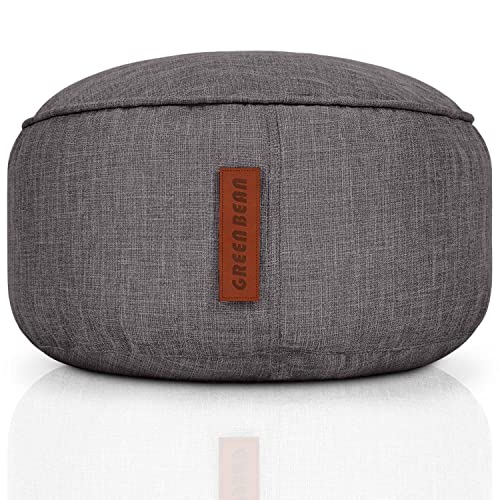 Green Bean Sitzsack-Hocker 45x25cm mit EPS-Perlen Füllung - Fußhocker Fußkissen Sitz-Pouf für Sitzsäcke - Bodenkissen für Kinder und Erwachsene - Fußablage Sitzkissen Sitzhocker Dunkelgrau