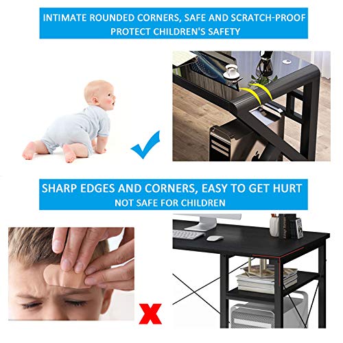 Ipkig Tempered Glass Computer Desk W/Glass Top Metal Frame, Office Desk Computer Table Modern Office Study Work Writing Desk Table For Home Office Personal Workstation (Black, 55.1 Inch) #TOP7