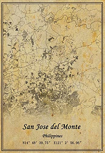 Póster de San José del Monte con mapa de Filipinas, impresión en lienzo, estilo vintage, sin marco, decoración de regalo, 45,7 x 60,7 cm