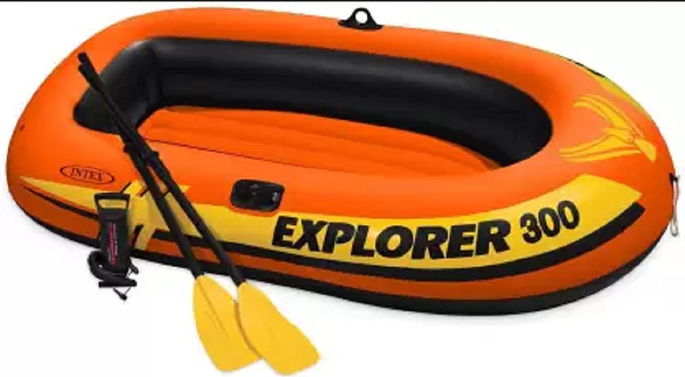 IntexExplorer 300 Boat Set Inflatable Kayak Water Raft (Orange)