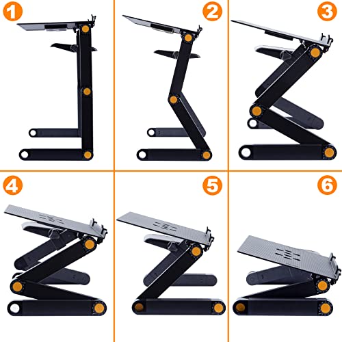 Adjustable Laptop Stand, Uten Laptop Desk for up to 17\" Laptops, Portable Laptop Table Stand for with 1 Strengthened CPU Fans, Detachable Mouse Pad, Ergonomic Lap Desk, Office Stands(Black)