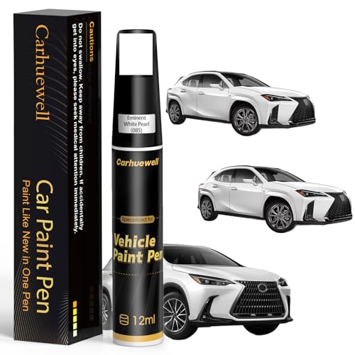 (085) Eminent White Pearl Touch Up Paint Compatible with Lexus, Exact Match Car Paint Pen Automotive Scratch Repair Remover Kit Quick & Easy Solution for Vehicle Chips and Nicks