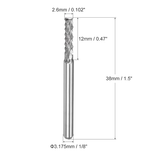 Vista 65 de uxcell 10 Uds 0.020 in Carburo End Mill Grabado Fresa Fresa CNC Router Bits para máquina PCB, vástago de 1/8