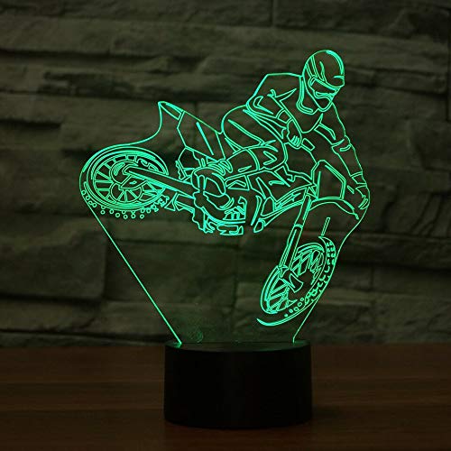Lámpara de mesa ilusión 3D motocross con 7 colores miniatura 3