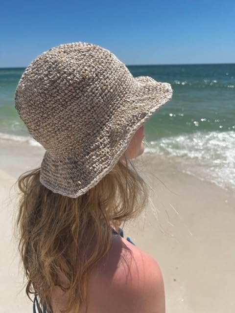 Sombrero de playa Boho de crochet de cáñamo con ala ancha miniatura 2