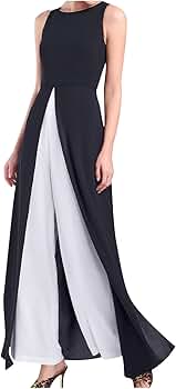 Amazon.com: Womens Crepe Overlay Jumpsuit Elegant Split