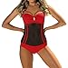 Produktbild SHOBDW Neueste Frauen Bikini Set Bedruckte hohe Taille Badeanzug Bademode Beachwear Badeanzug (XL, rot)