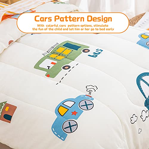 Cars Toddler Bedding Set Cotton Soft Reversible Crib Bedding Set For Boys Girls,4 Pieces Includes Comforter,Flat Sheet, Fitted Sheet And Pillowcase #TOP4