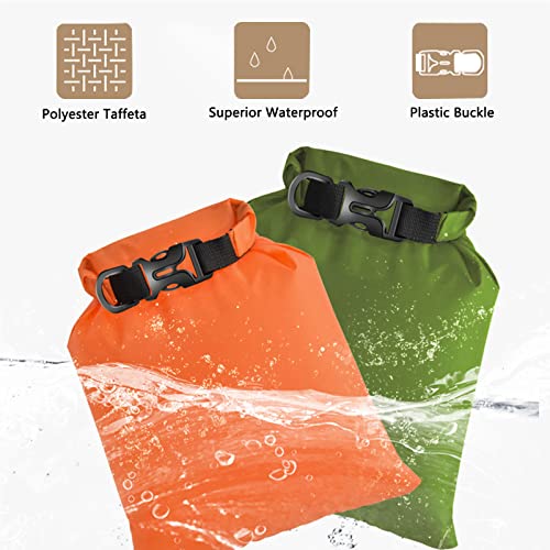 6 Stück Wasserdichte Aufbewahrungsbeutel, Wasserdichter Beutel,1,5/2,5/3/3,5/5/8L Lightweight Trockenbeutel Polyester Packsäcken Dry Bag Set für Camping, Rafting, Wandern, Schwimmen, Schnorcheln