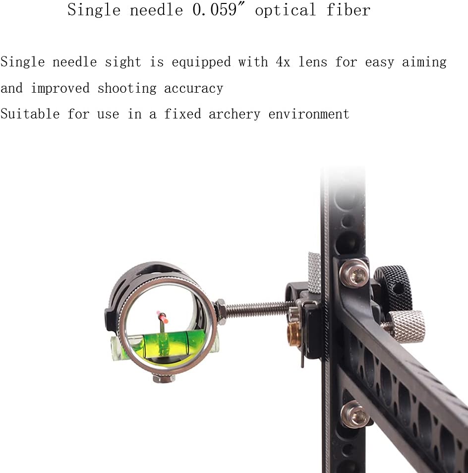 Archery Compound Bow Sight 4X Lens 0.059" Fiber Optic Pin Micro Adjust with Hooded Peep Sight Inner Core 6X Clarifier Aperture Lens for Outdoor Hunting Shooting