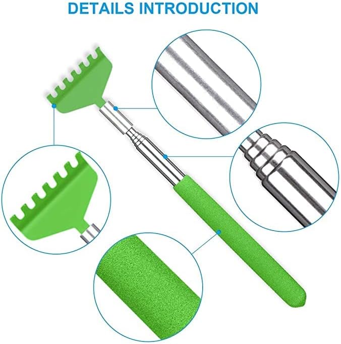 2 Pack Portable Extendable Back Scratcher, Metal Stainless Steel Telescoping Back Scratcher Tool with Carrying Bag
