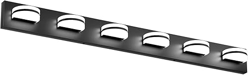 Aipsun 6 luces regulables de color negro moderno U negro LED tocador luminaria de baño sobre espejo 6000K