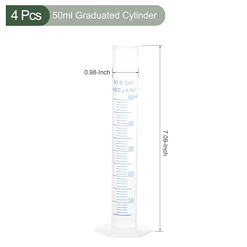 Miniatura 7 de YOKIVE 4 cilindros graduados de medición, tubo cilíndrico de plástico con marcado métrico de 2 lados, ideal para medición química, ideal para
