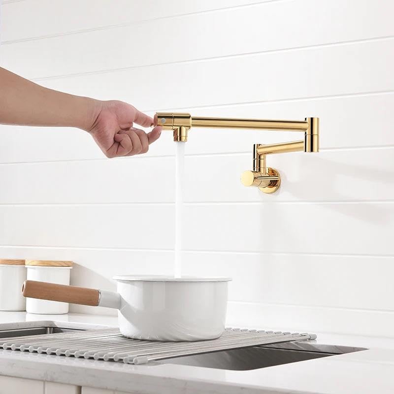 Grifo para llenado de ollas de latón monomando frío con caño plegable giratorio de pared 4