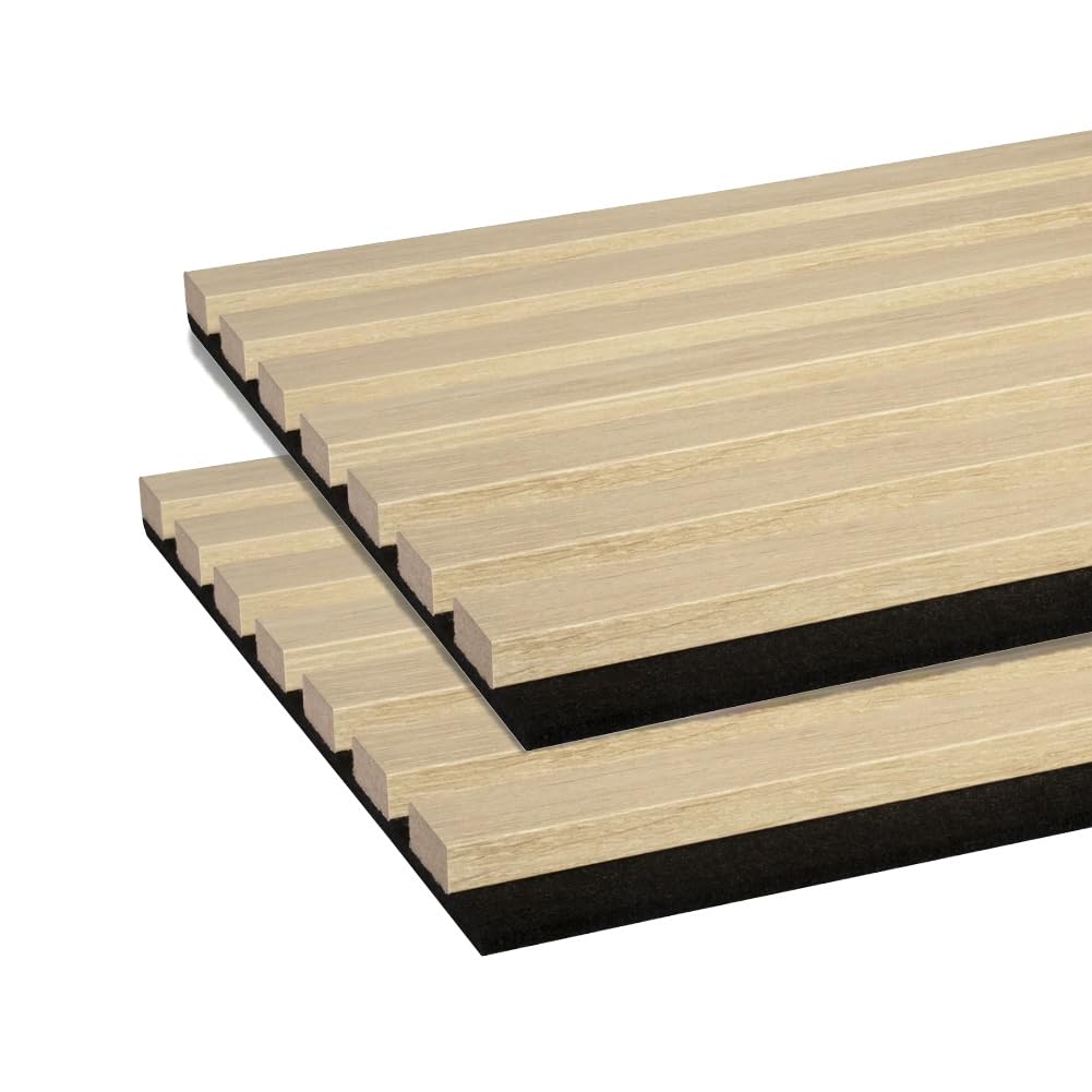 Panneaux acoustiques en bois de chêne clair et feutrine pour design haut de gamme