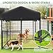1R2P3I Dog Kennel Outdoor 4x4.2x4.5ft, Outside Dog Kennel with Roof, Large Dog Kennels with Rotating Door & 2 Adjustable Bowls, Pet Enclosures Crate Cage for Small/Medium Dogs