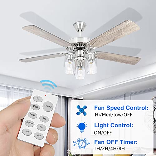 Ceiling Fan Remote Control Kit Universal Wireless Wall Switch Mountalbe Control With Receiver Fan Light Timing Speed Controller Replacement For Hunter Westinghouse Honeywell Hampton Bay Lichler Etc. #TOP2