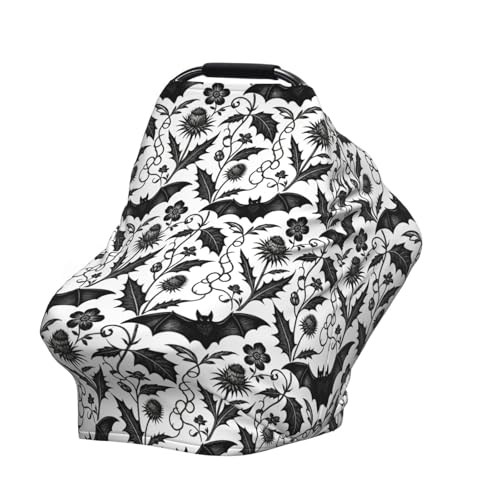 Image of Goth Halloween Bat Gothic Baby Stuff Car Seat Cover for Baby,Mom Nursing Breastfeeding Covers,Multi-Use Car Seat Canopy Carrier Cover,Stroller Cover Newborn Shower Gift for Boys Girls