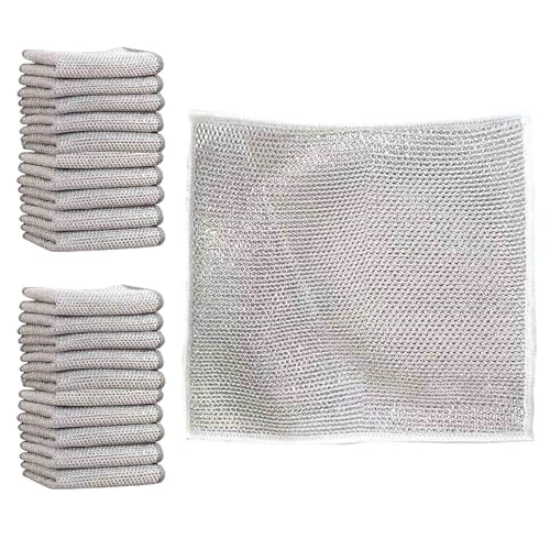 20 Piezas Estropajo Aluminio, Estropajo Cocina, Paños de Alambre, Bayetas Microfibra, Estropajo Aluminio, Nanas Estropajo Aluminio, Trapos Limpieza, para Limpiar Utensilios de Cocina y Grasa