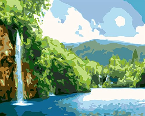 Peinture au diamant 5D paysage de rivière verte strass cristal mosaïque point de croix 30x40