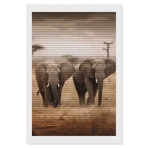 Kit d'art diamant éléphants animaux sauvages broderie strass complet