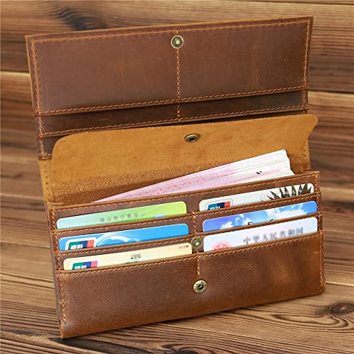 Vintage Men's Long Wallet Men Genuine Leather Clutch Wallets Purses Multi-Card Retro Card Holder3