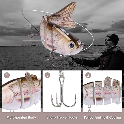 Image of TRUSCEND Swimmax Easy Catch Fishing Lures with BKK Hooks, Wiggling, Vibrating, Rattling and Gurgling for More Bites, Heavy-Duty Dyneema Fiber Jointed Swimbaits for Bass, Trout, Crappie, Walleye, Pike