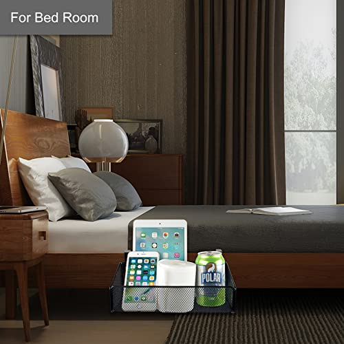 Bedside Shelf For Bed & Bunk Bed Storage Basket Desk Partition Divider Hanging Organizer With 5 Different Size Hooks - College Dorm Home Office Essentials For Nightstand,Phone,Book,Drink,Tissue(Black) #TOP4