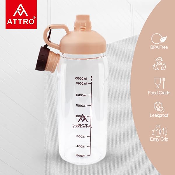 Image of ATTRO Prime Carbon Lunch Box with Hydra Water Bottle, School Tiffin Combo,Peach
