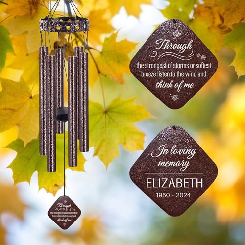 Image of ASTARIN Personalized Memorial Wind Chimes, Customized Wind Chime for Loss of Loved One /Mother /Father, Wind Chimes for Outside Garden Decoration, Sympathy Gifts for Women /Man