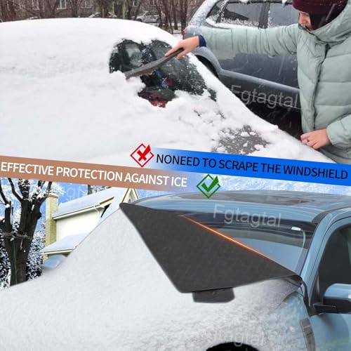 Image of Windshield Snow Cover Fit for Ford Ranger Maverick 2022-2024, Front Windshield Cover for Ice and Snow, Auto Extra Thick Windshield Ice Cover Protects Windshield from Rain, Sun, Frost (Black)