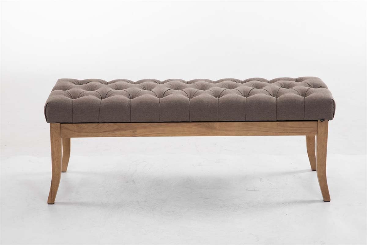 CLP Taburete Pie De Cama Ramses En Tela | Banqueta Altura De Asiento: 46 cm | Banco De Entrada con Base En Madera Clara Antigua I Color:, Color:Gris Pardo, Tamaño:120 cm