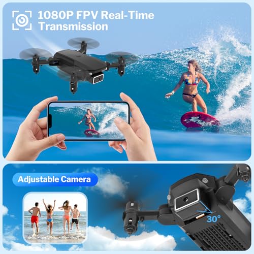 Foldable Mini Drone with HD Camera, Altitude Hold, One-Key Return, WiFi FPV, Headless Mode, Gesture Control, Path Flight, 360° Flips, and LED Lights for Kids and Beginners - Image 3