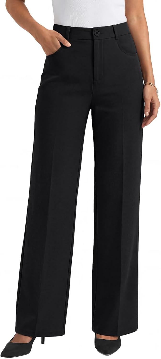LILLUSORY Women Straight Leg Dress Pants High Waisted Business Casual Work Trousers with Pockets