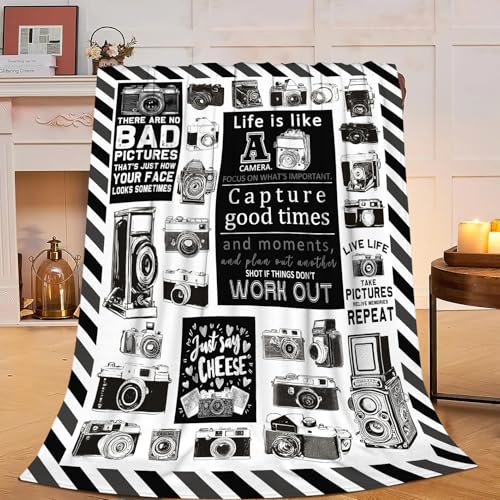 Yibuda Retro Camera Throw Blanket