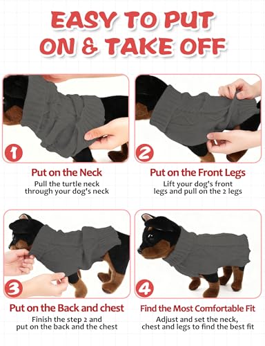 Image of Dog Sweaters for Small Medium Large Dogs Cats, Soft Warm Turtleneck Pullover Solid Cable Knit Fleece Stretch Pet Clothes,Classic Fuzzy Coat for Puppy Girl Boys for Fall Winter(Christmas Red, X-Small)