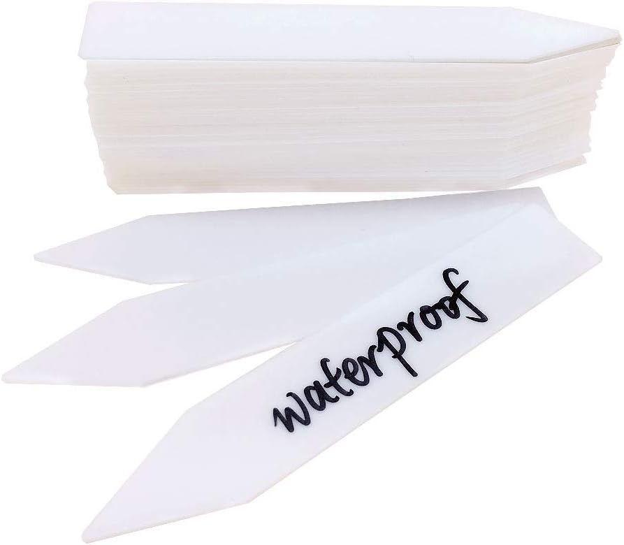 Aplus Thick Plant Labels and Tags, 200 PCS 0.71x4 Inch Garden Markers for Outdoor and Indoor Plants, Vegetables, Waterproof, Plastic, Reusable, White