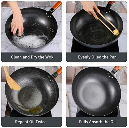 Wok Pan Induction 32cm No Chemical Carbon Steel miniatura 4