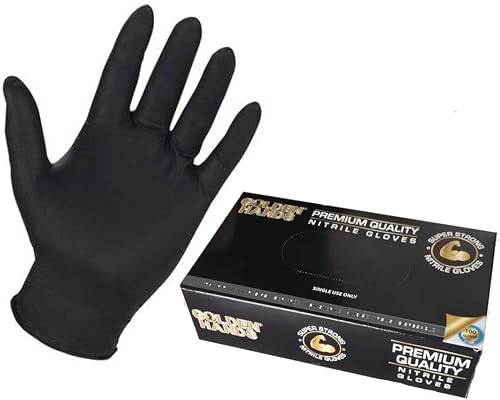 Black Nitrile Gloves - Box of 100 | Extra Grip, Powder-Free, Disposable | Non-Sterile, Waterproof, Greaseproof, Oil Proof | Comfortable & Durable