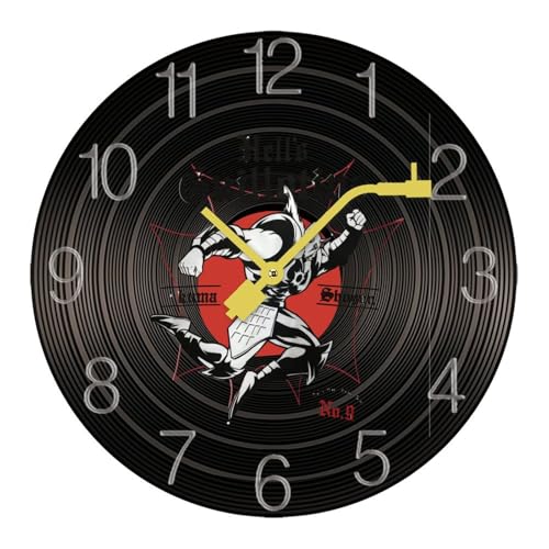 掛け時計 木製レコード キン肉マン ウォールクロック かけ時計 置き時計 インテリア おしゃれ 電池式 飾り 木製 連続秒針 北欧 無音 壁掛け 個性的 大数字 音楽愛好家 直径30cm ギフト