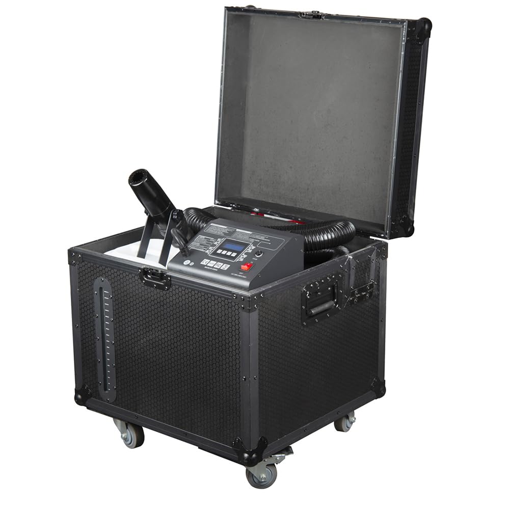 Máquina de nieve comercial súper silenciosa Máquina de efectos de escenario para hacer copos de nieve de 1500 W con tubo de extensión de 10 m y estuche de vuelo, distancia de pulverización de 10 m,