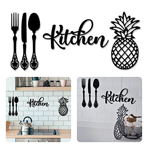 4eN Kitchen Sign Modern Wall Decor for Dining Room, Kitchen,Cafe and Farmhouse, Wooden Kitchen Decor and Accessories, Cutlery Wall Sign, MDF 5 Pieces