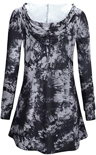 Miusey Womens Tie Dye Sweatshirt, Juniors Fashion Fall Jacket Long Sleeve Full Zip Cardigans With Double Pockets Girl Hoodies Fashion Comfy Casual Jersey With Boots Winter Clothing Black Tie Dye S #TOP2