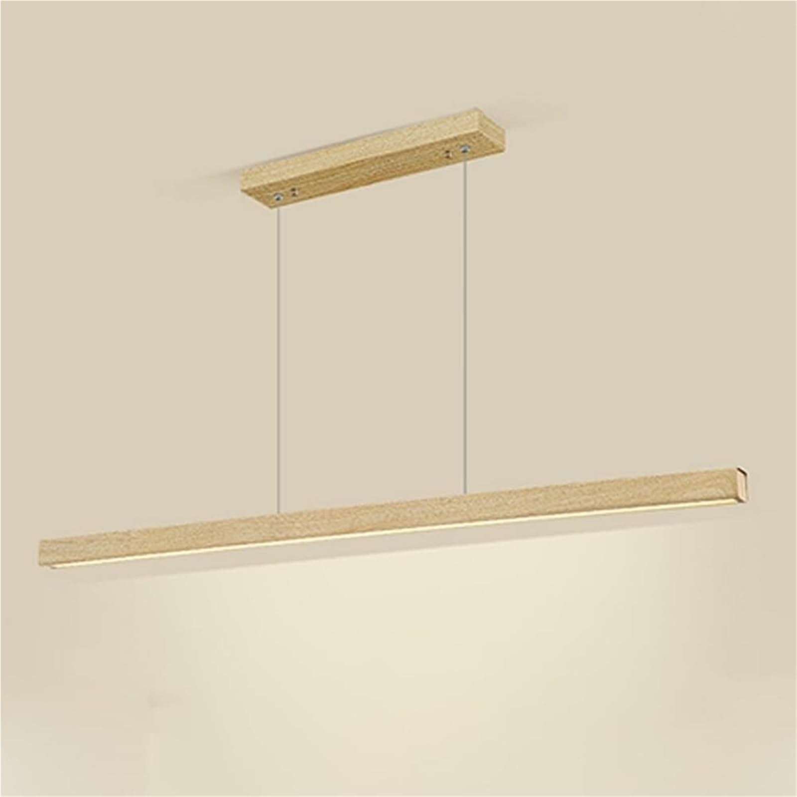 Suspension linéaire en fer forgé et bois au design contemporain