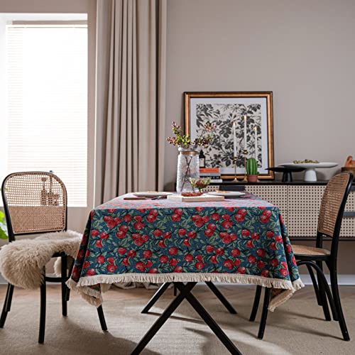 Nappe rétro rectangulaire tissu rouge 300x140 protège votre table avec élégance géométrique - 2