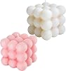 2 PCS Cube Bubble Candles,Bubble Candle for Cute Minimalistic Room Decor,Soy Wax Scented Aromatherapy Candles for Living Room Bedroom Accessories(White & Pink)