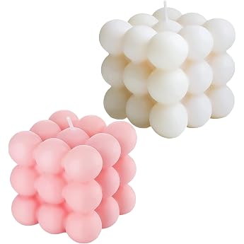 Scented Candle in Cube Shape Pack of 2 Bubble Candles Scented Candle Aromatherapy Decorative Candle Made of Soy Beeswax Natural and Fragrant Handmade Candles