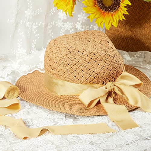 Gold Chiffon Ribbon For Gift Wrapping - Keypan Silk Satin Ribbons For Crafts 1 1/2" X 21 Yd Soft Handmade Fringe Frayed Edged Baby Shower Bridal Bouquets Wedding Invitation Decor #TOP6