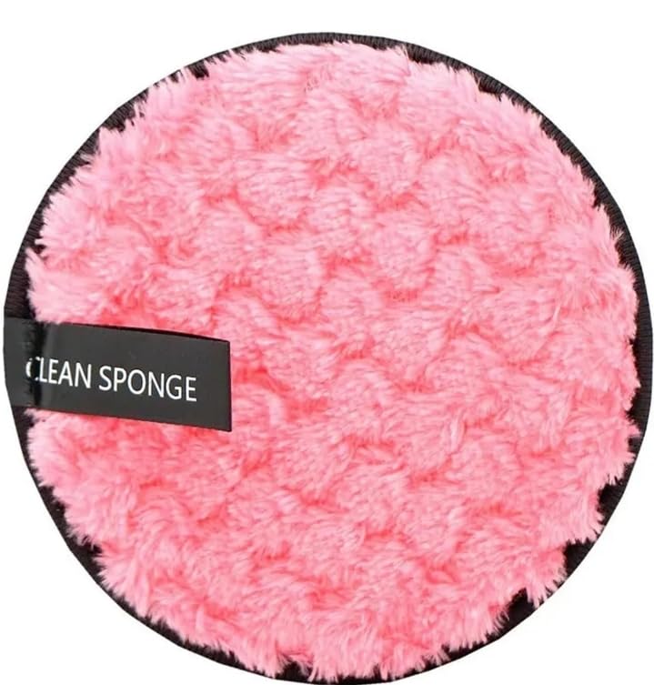 Just Tya | Professional Finish Reusable Makeup Remover Pad, Pink Plush Clean Sponge, Round Facial Cleansing Cloth-image-33