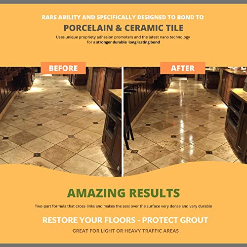 CoverTec GlazeGuard Gloss Floor Sealer Wall Sealer for Ceramic, Porcelain, Stone Tile Surfaces (2 Part A+B=1 Gal Kit)
